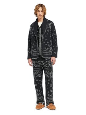 Alanui Bandana Jacquard Cardigan Charcoal-Multicolor LMHB039E25KNI001