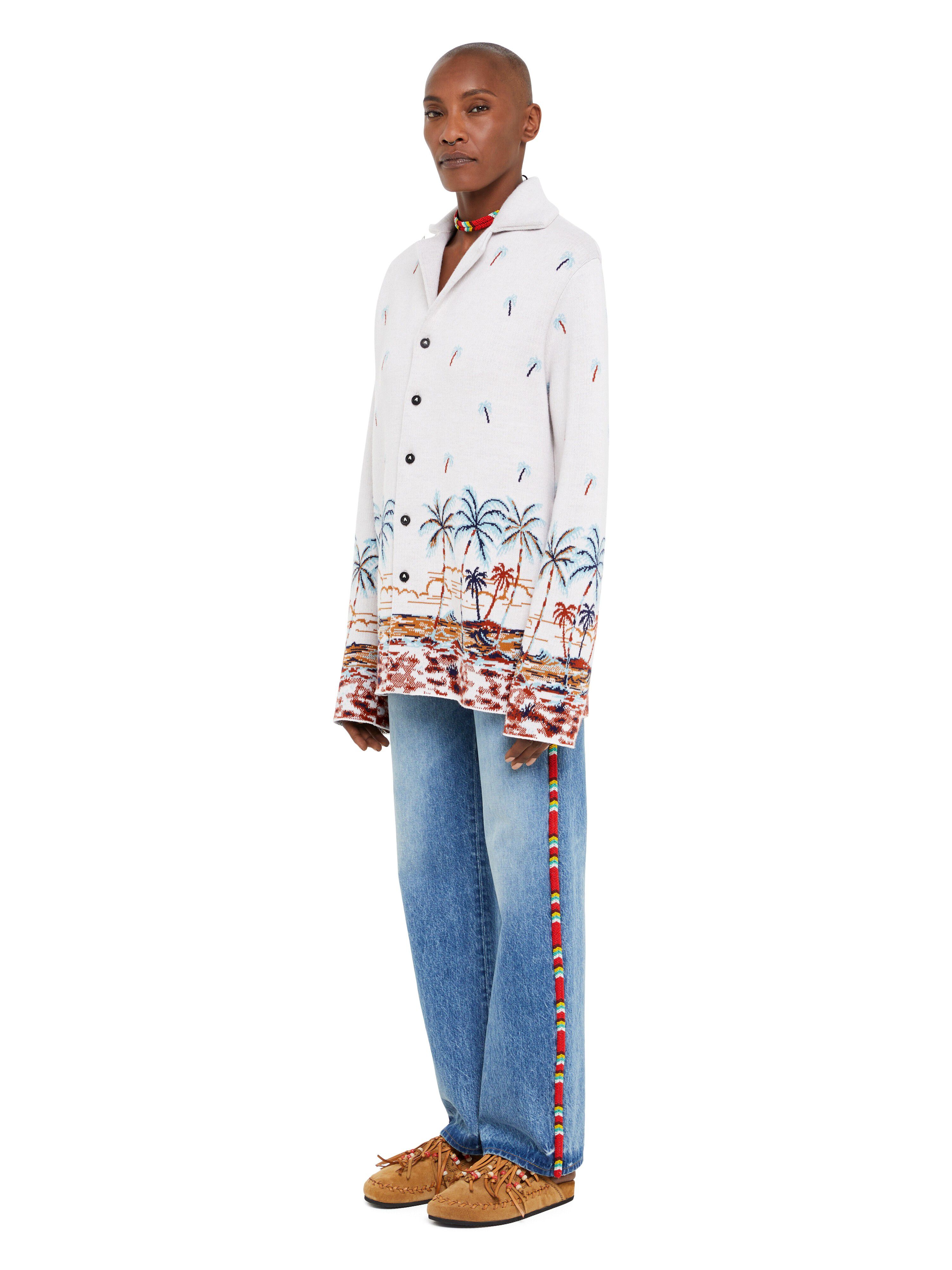 Alanui The Tale Of Hawaiian Shirt Chalk-Sky Blue LWHY004R25KNI001