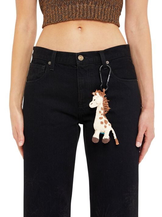 Alanui Handmade Giraffe Crochet Key Holder Pecan LWRE007R25KNI001