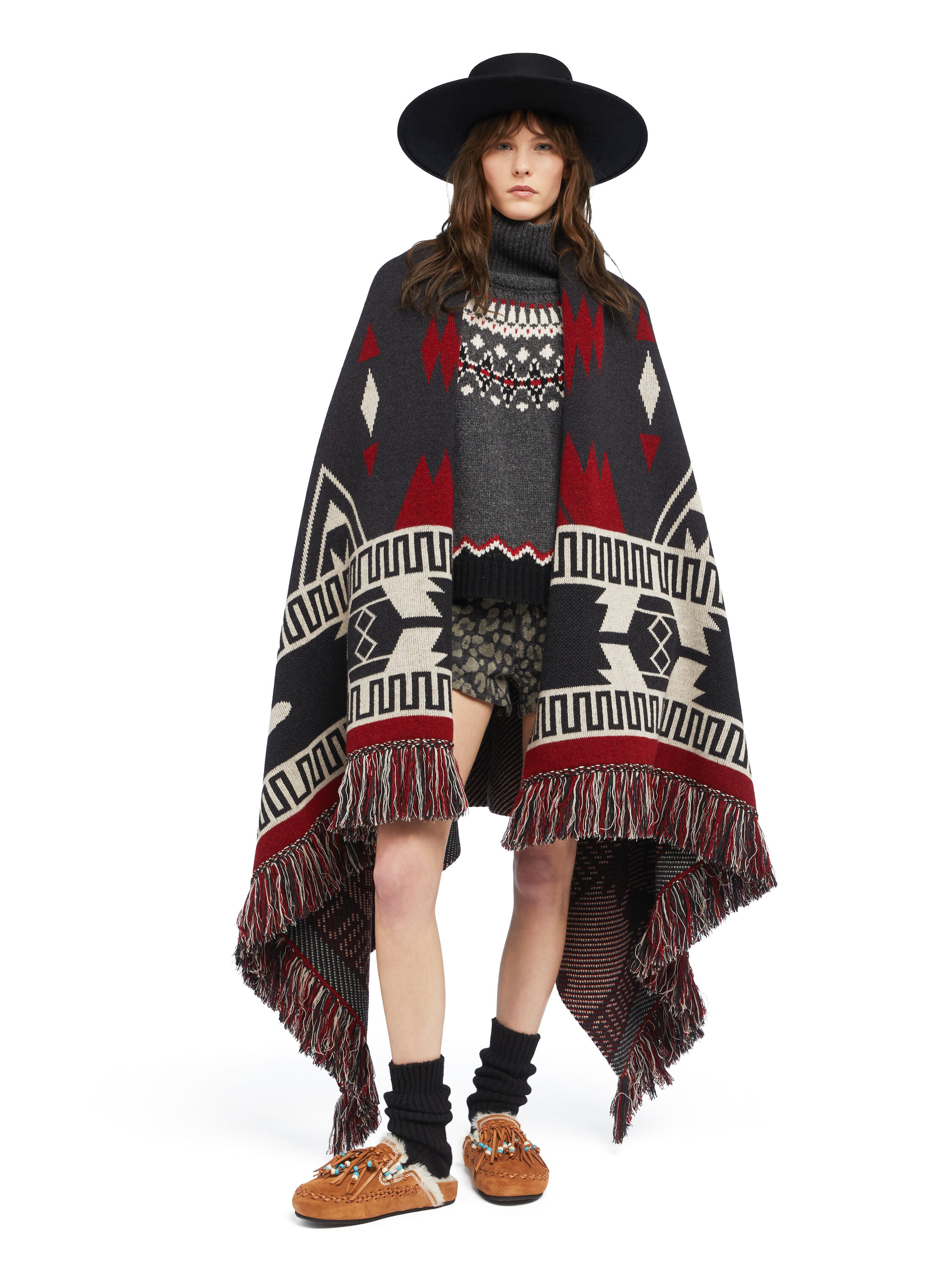 Alanui Icon Jacquard Blanket Ruby-Charcoal LWRO002E25KNI002