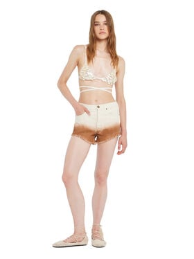 Alanui Shades Of Eden Denim Shorts Raw Denim-Red Earth
