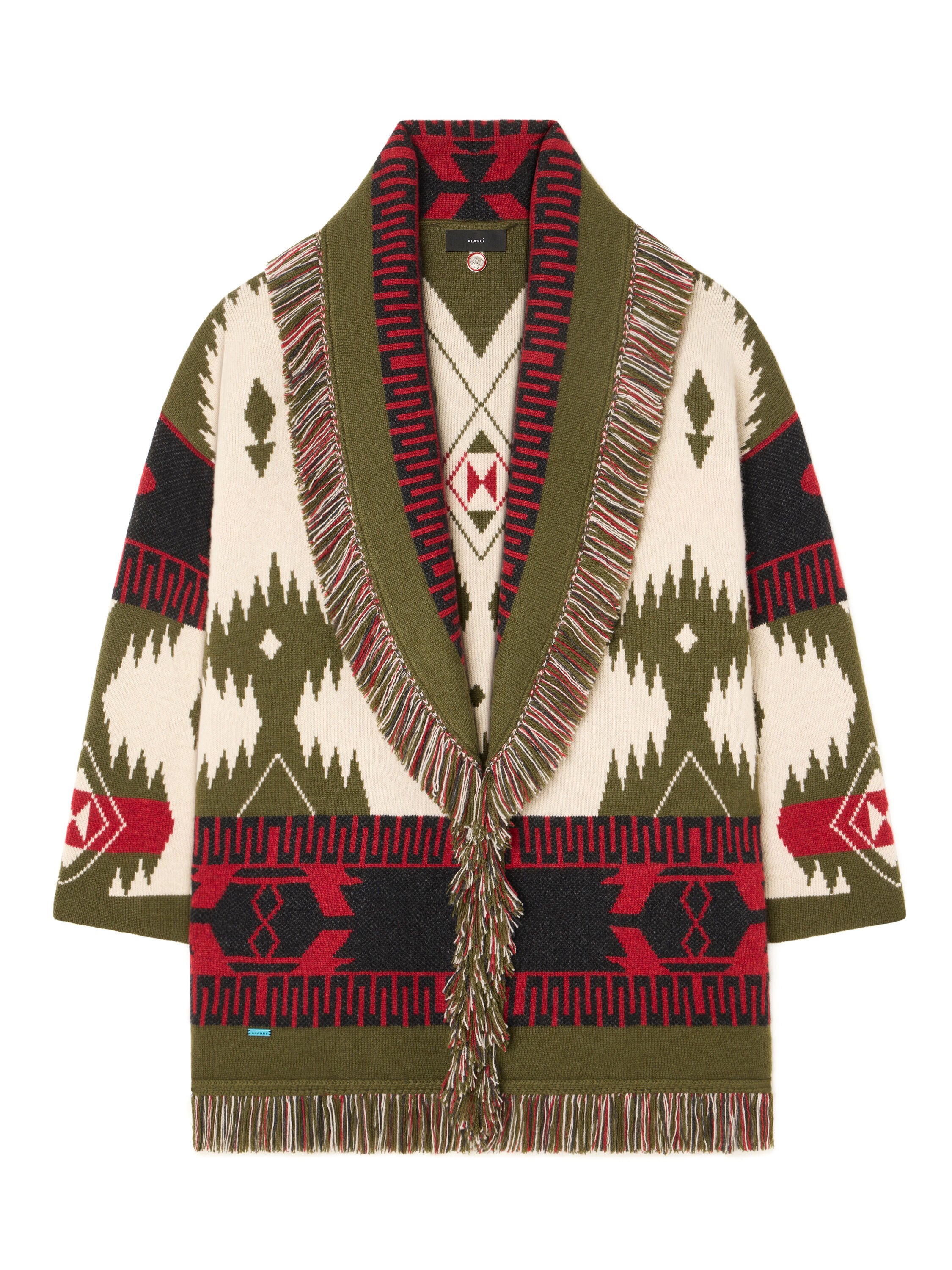 Alanui Icon Jacquard Cardigan Ivory-Olive LWHB064E25KNI002