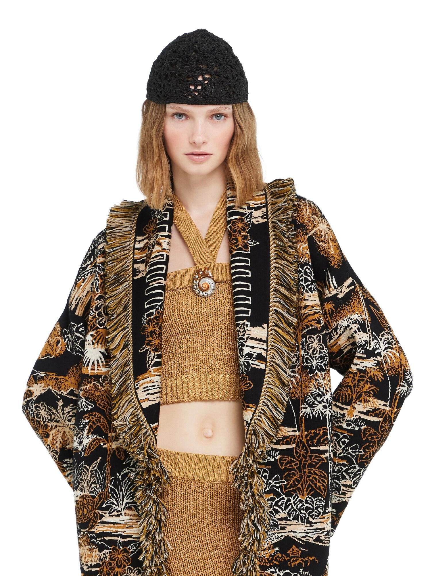 Alanui The Sound Of The Sea Hat Black LWLA040R26KNI001 Alanui The Sound Of The Sea Hat Black LWLA040R26KNI001