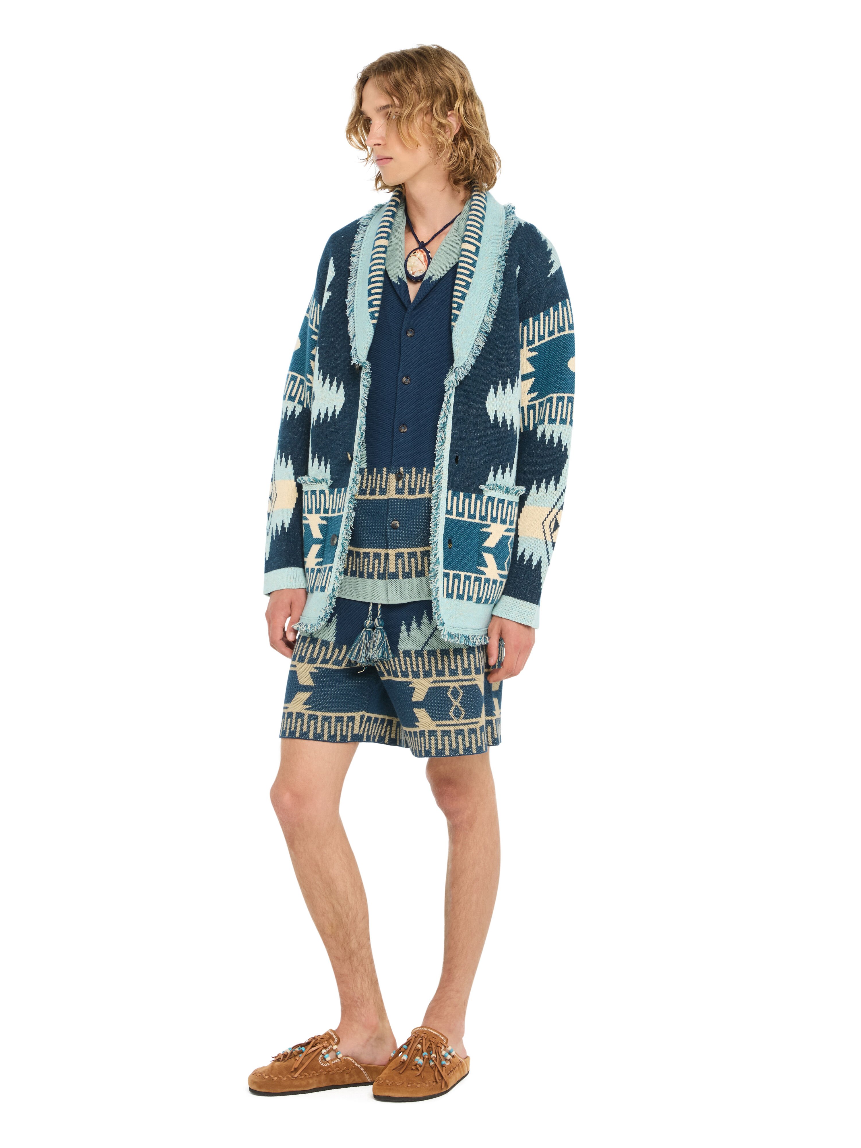 Alanui Cotton Piquet Icon Bermuda Arbour-Light Blue LMHM003R26KNI001 Alanui Cotton Piquet Icon Bermuda Arbour-Light Blue LMHM003R26KNI001