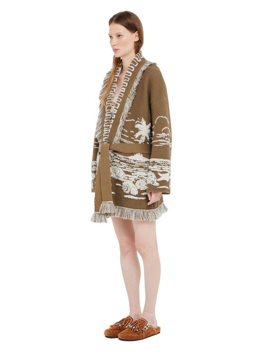 Alanui Beyond The Horizons Cardigan Khaki-White LWHB064R25KNI00I