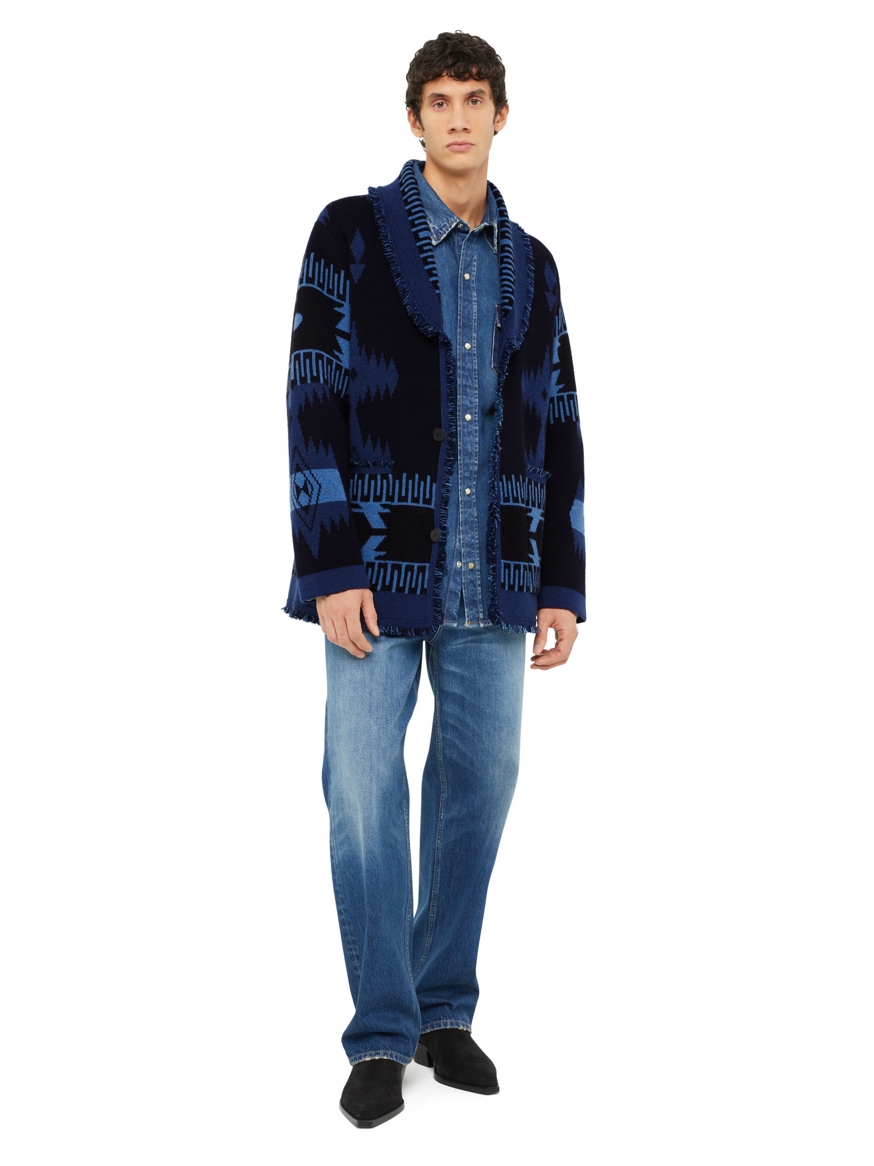 Alanui Icon Jacquard Cardigan Midnight Blue-Evening Blue LMHB038E24KNI001