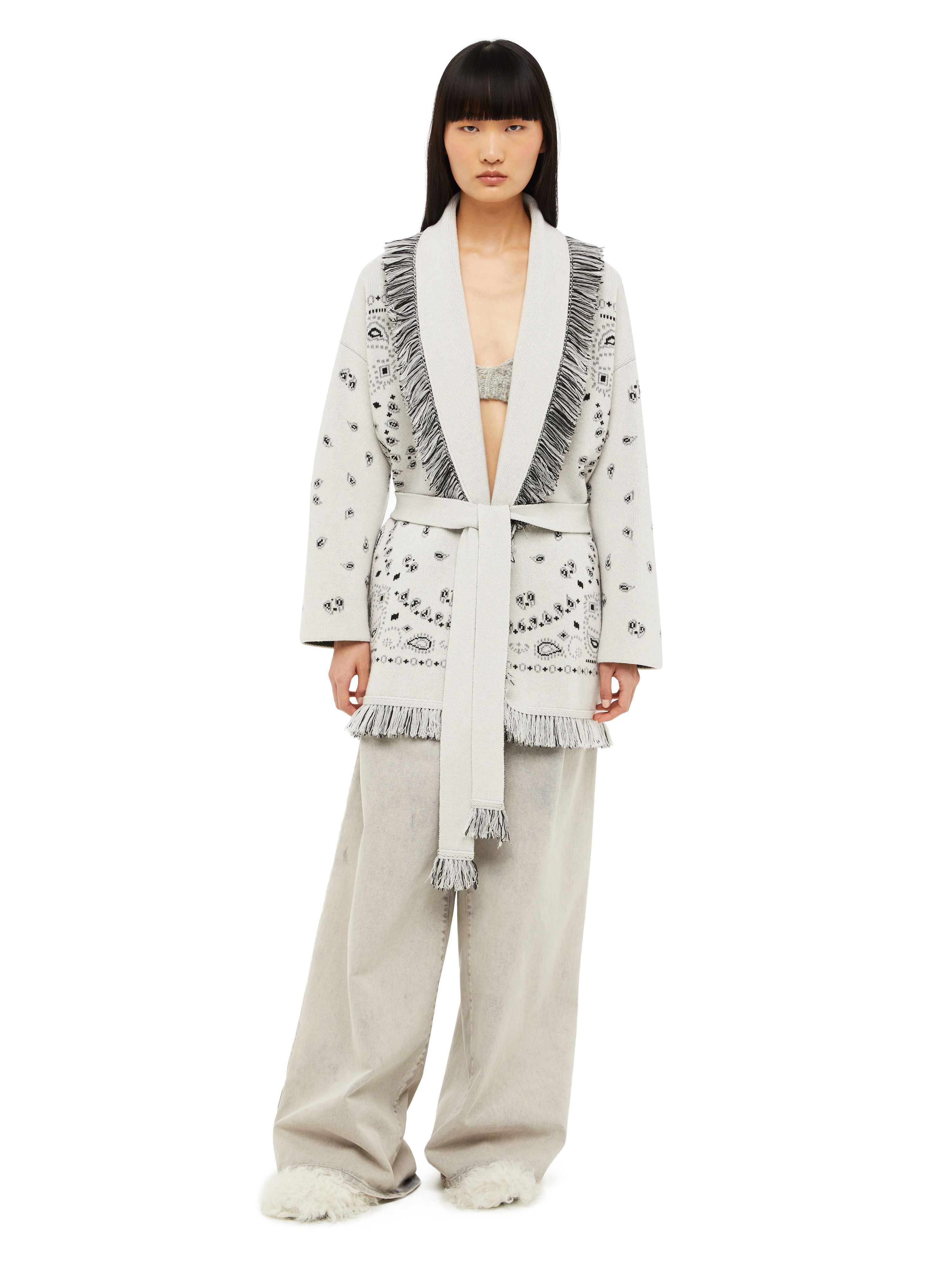 Alanui Bandana Jacquard Cardigan Moon Light LWHB064F23KNI002