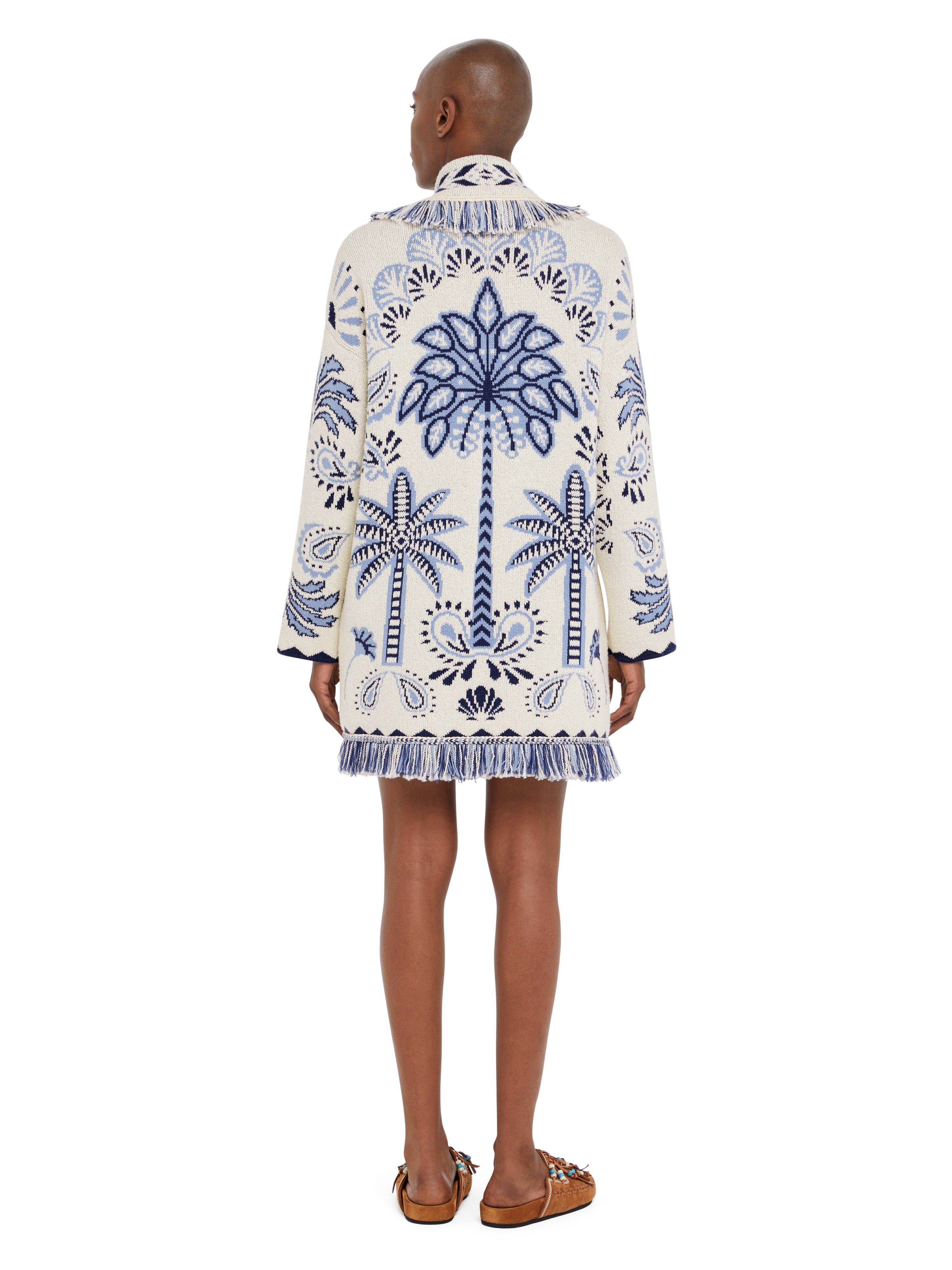Alanui Wild Wonder Foulard Cardigan Chalk-Indigo LWHB064R25KNI005