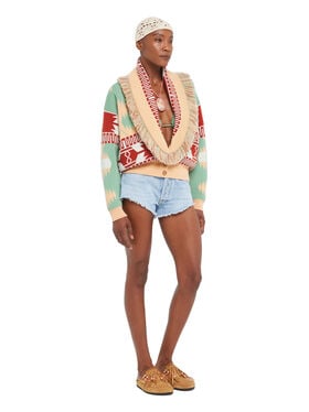 Alanui Icon Jacquard Cardi-Bomber Parrot-Peach