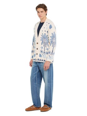 Alanui Echoes Of The Island Cardigan Chalk-Light Blue