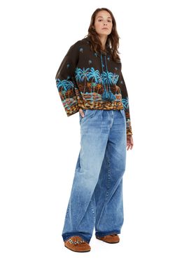 Alanui The Tale Of Hawaiian Hoodie Coffee-Linseed LWHU005R25KNI001