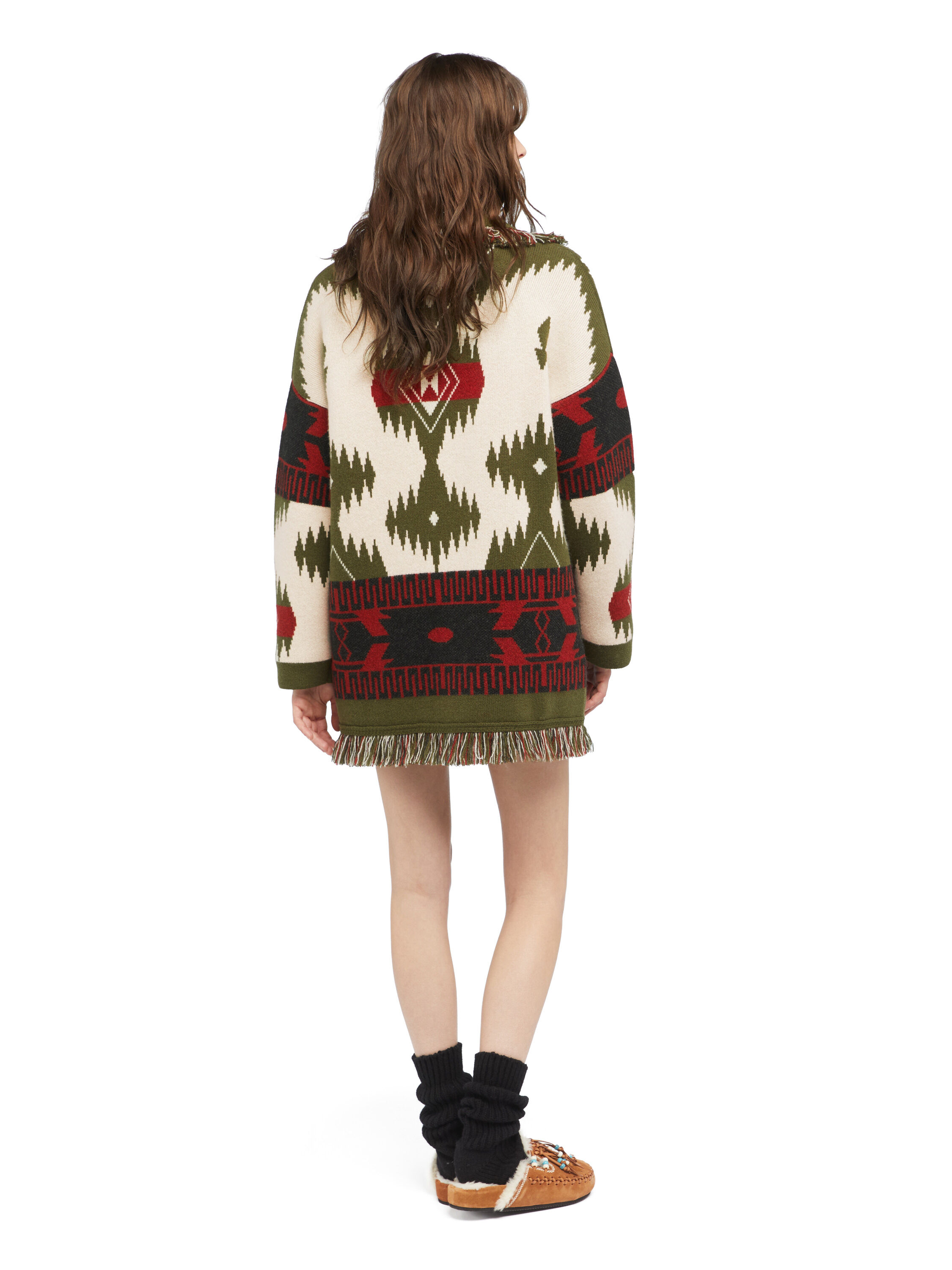 Alanui Icon Jacquard Cardigan Ivory-Olive LWHB064E25KNI002