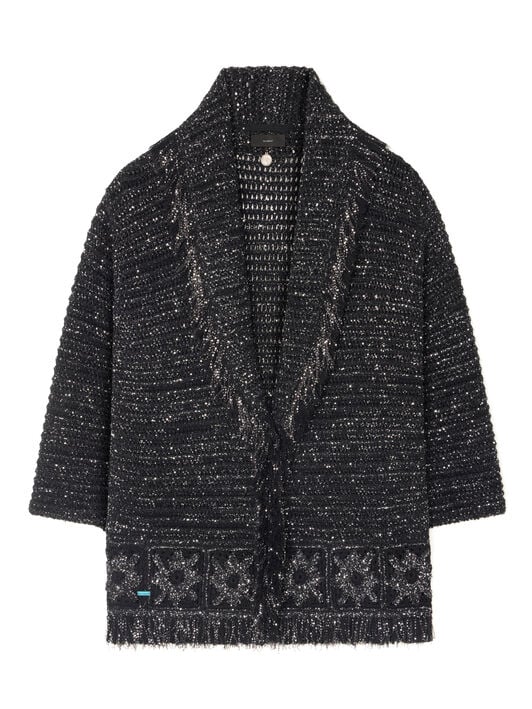 Alanui City Lights Cardigan Black-Silver LWHB064E25KNI006 Alanui City Lights Cardigan Black-Silver LWHB064E25KNI006