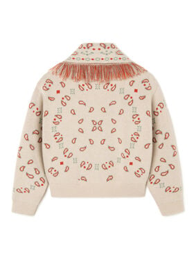 Alanui Bandana Jacquard Cardi-Bomber Chalk-Coral