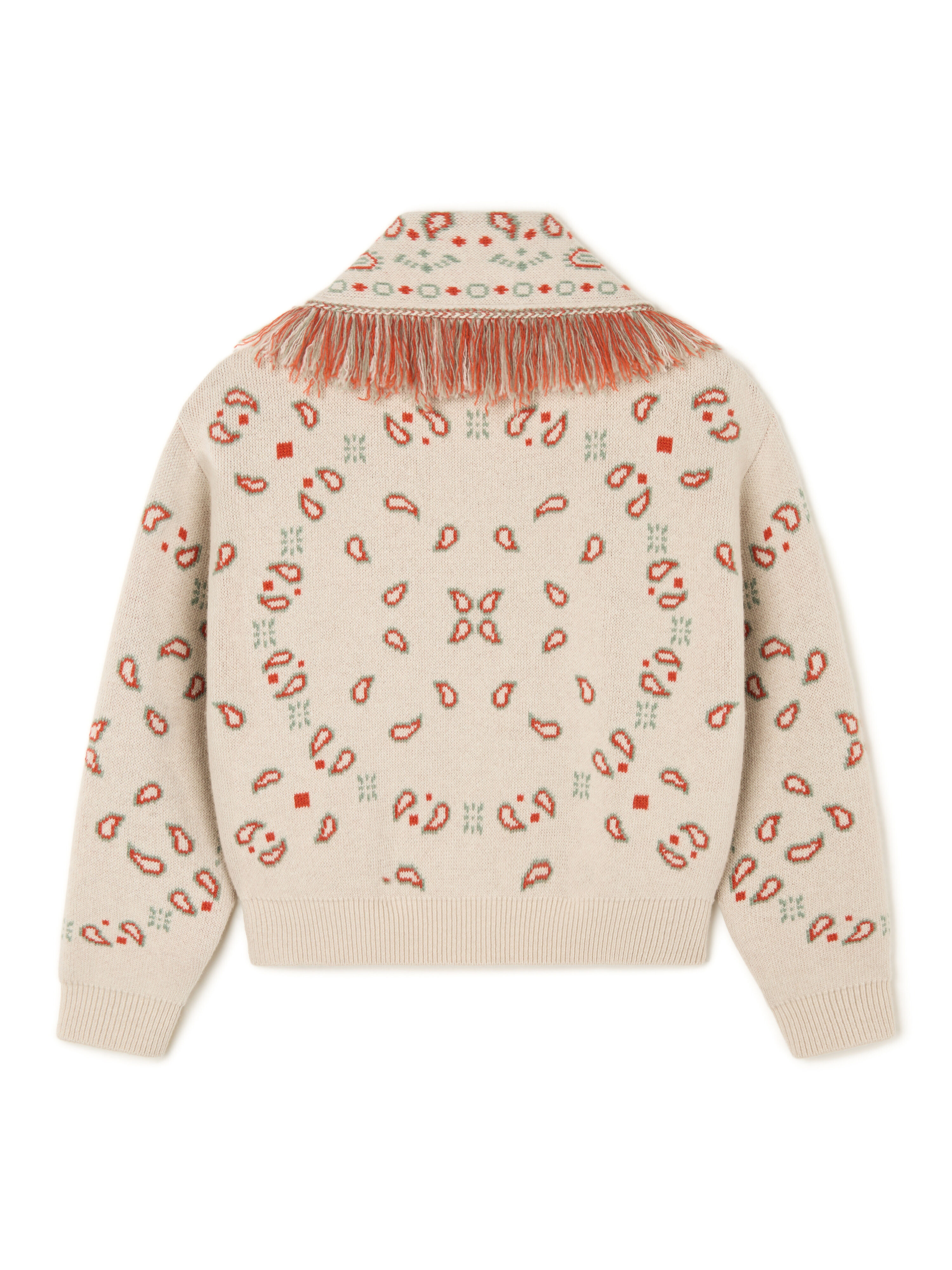 Alanui Bandana Jacquard Cardi-Bomber Chalk-Coral LWHB026R26KNI002 Alanui Bandana Jacquard Cardi-Bomber Chalk-Coral LWHB026R26KNI002