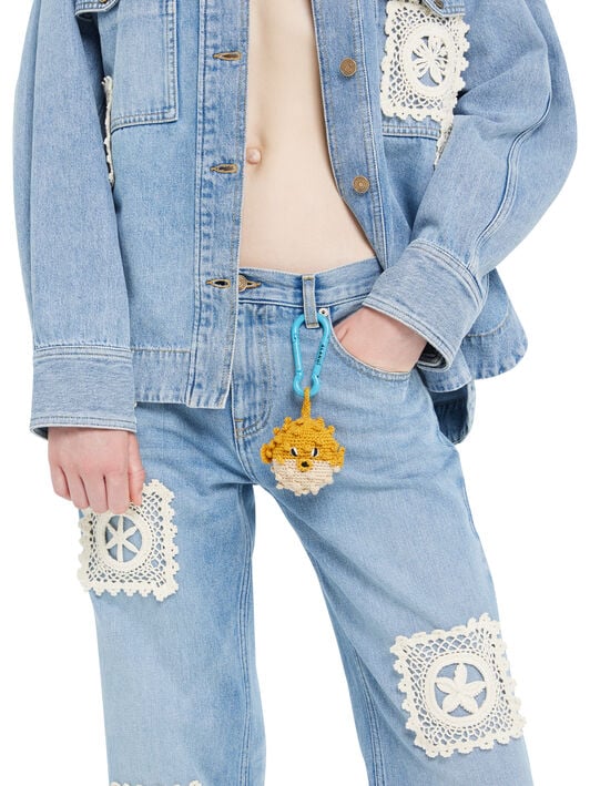 Alanui Handmade Puffer Fish Crochet Key Holder Sunlight-Sand LWRE011R26KNI001