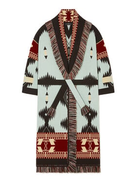 Alanui Icon Jacquard Coat Wave-Sandal Wood