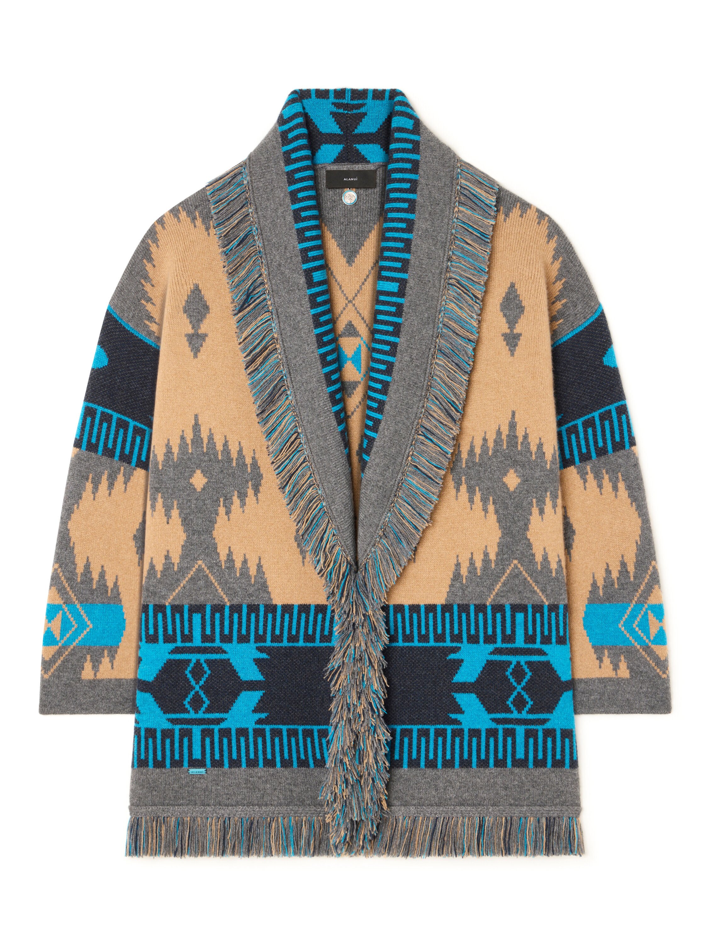 Alanui Icon Jacquard Cardigan Camel-Iron LWHB064E25KNI002
