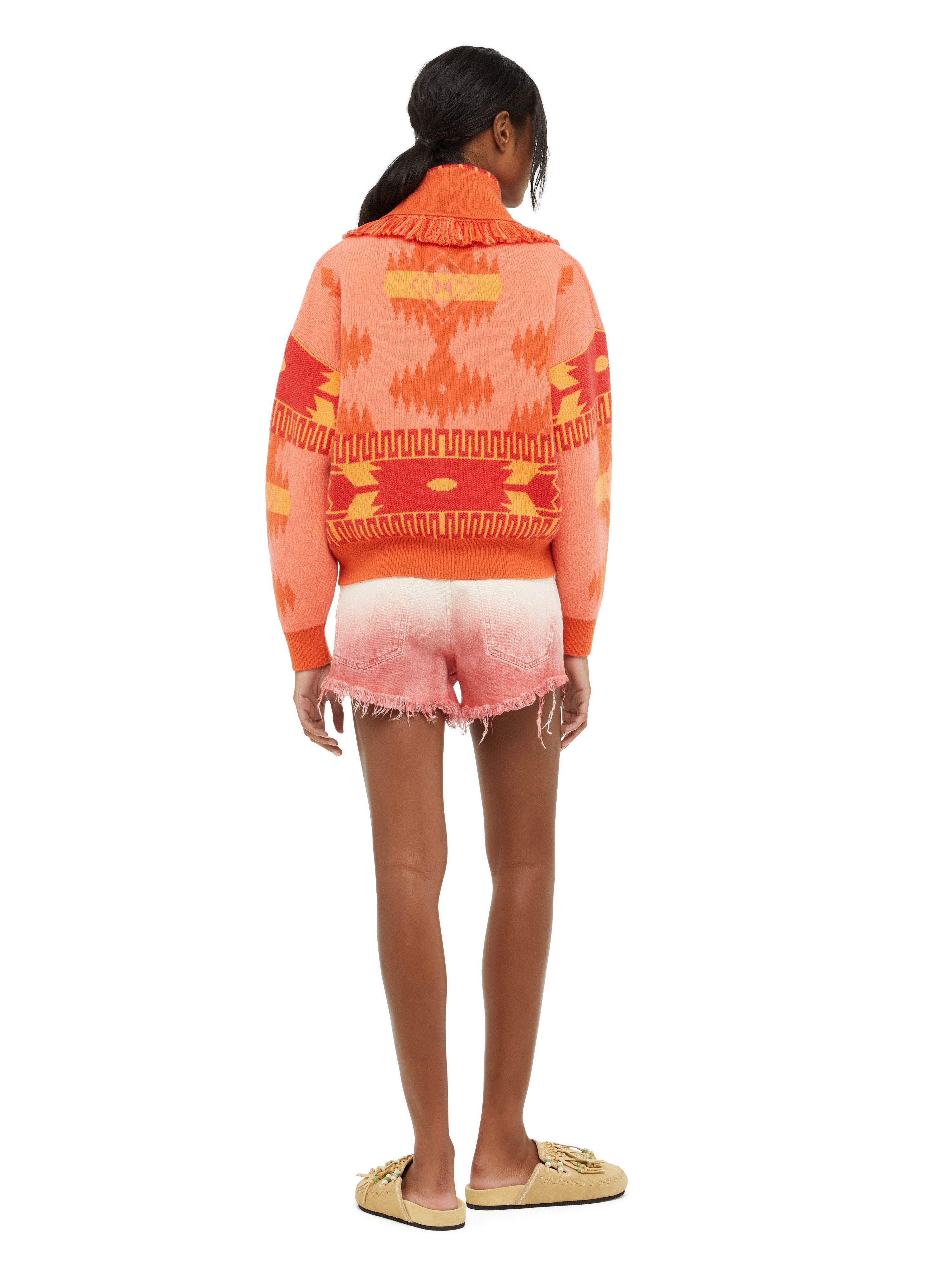 Alanui Icon Jacquard Cardi-Bomber Papaya-Sunset Orange LWHB026R24KNI001