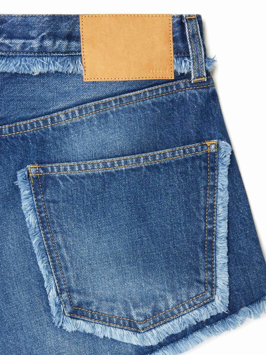 Alanui Fringed Denim Shorts Dark Wash Blue Denim LWYC009R25DEN002