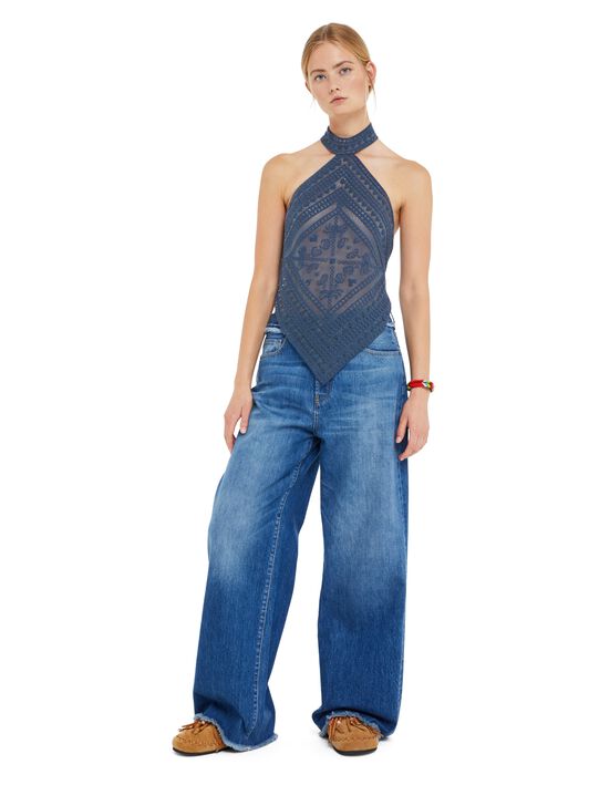 Alanui Kiss By The Book Top Indigo LWHT009R25KNI001