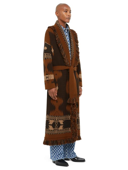 Alanui Icon Jacquard Coat Coffee-Dakar LWHQ003E24KNI002