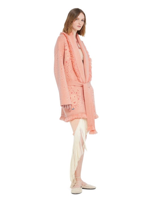 Alanui Bandana Jacquard Cardigan Calendula-Rosy Spike LWHB064R26KNI029