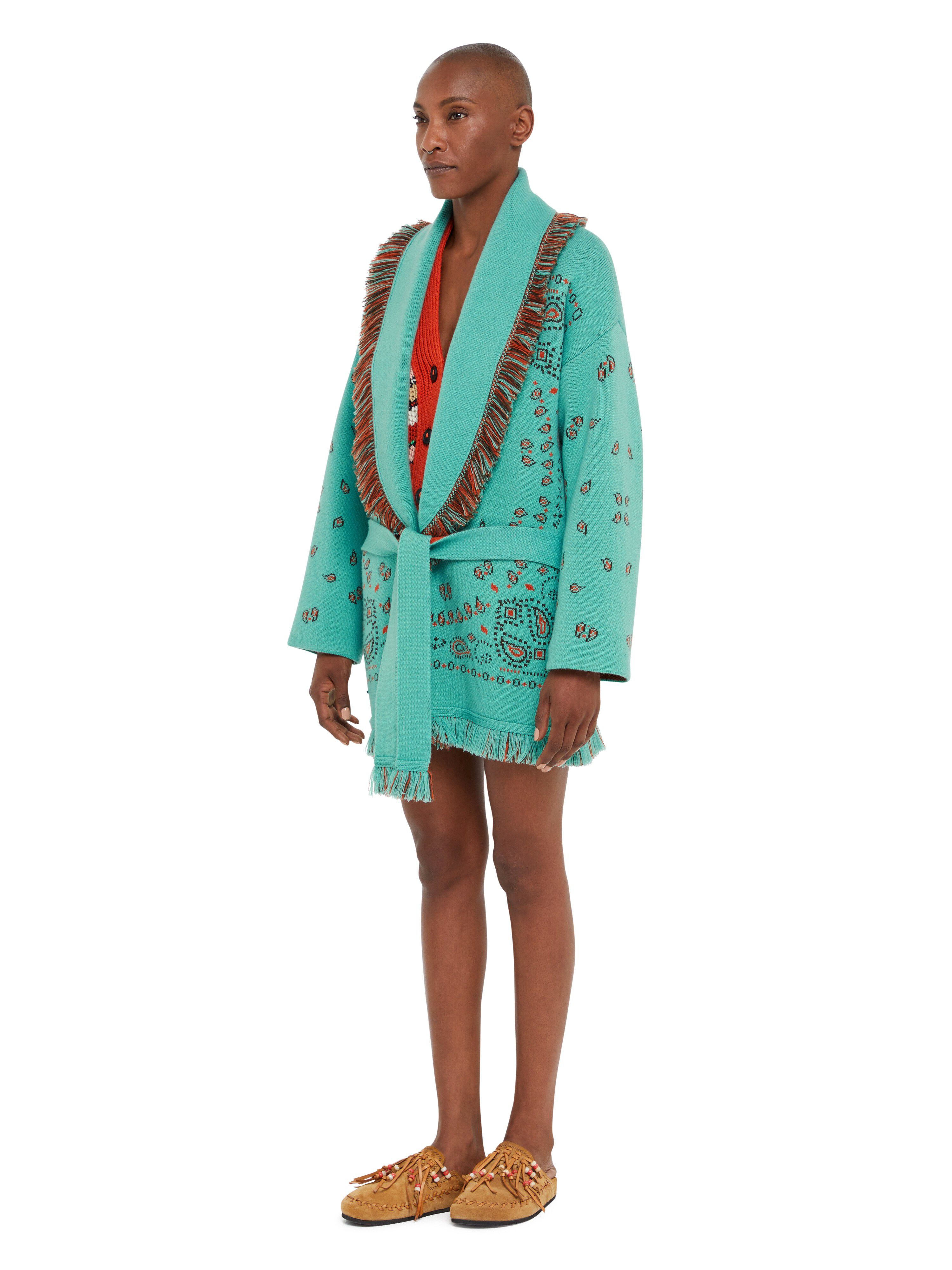 Alanui Bandana Jacquard Cardigan Turquoise-Furnace LWHB064R25KNI001