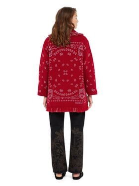 Alanui Bandana Jacquard Cardigan Ruby Red-Cognac