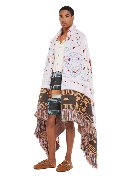 Alanui Bandana Jacquard Blanket Chalk-Marsala LWRO002R25KNI002