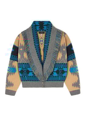 Alanui Icon Jacquard Cardi-Bomber Camel-Iron LWHB026E25KNI002