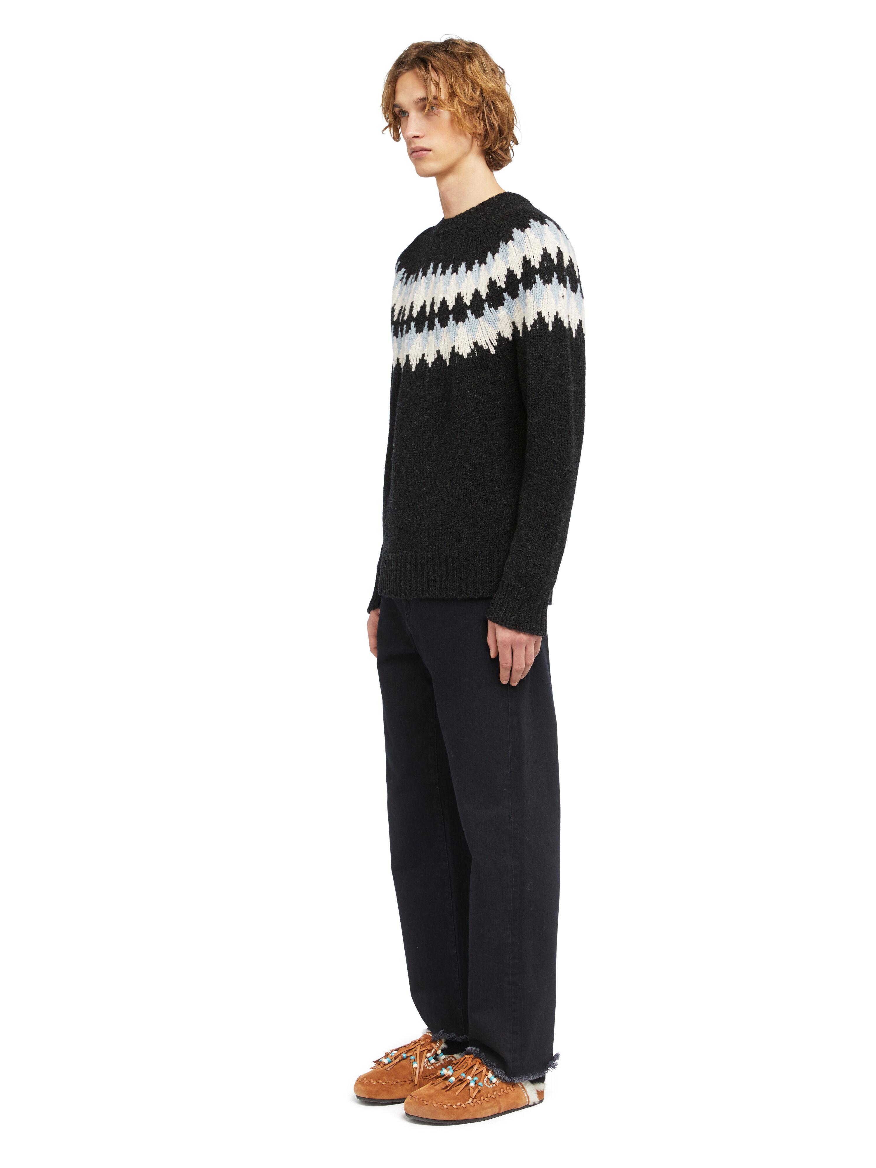 Alanui Sweet Winter Sweater Midnight-Chalk LMHE016E25KNI001