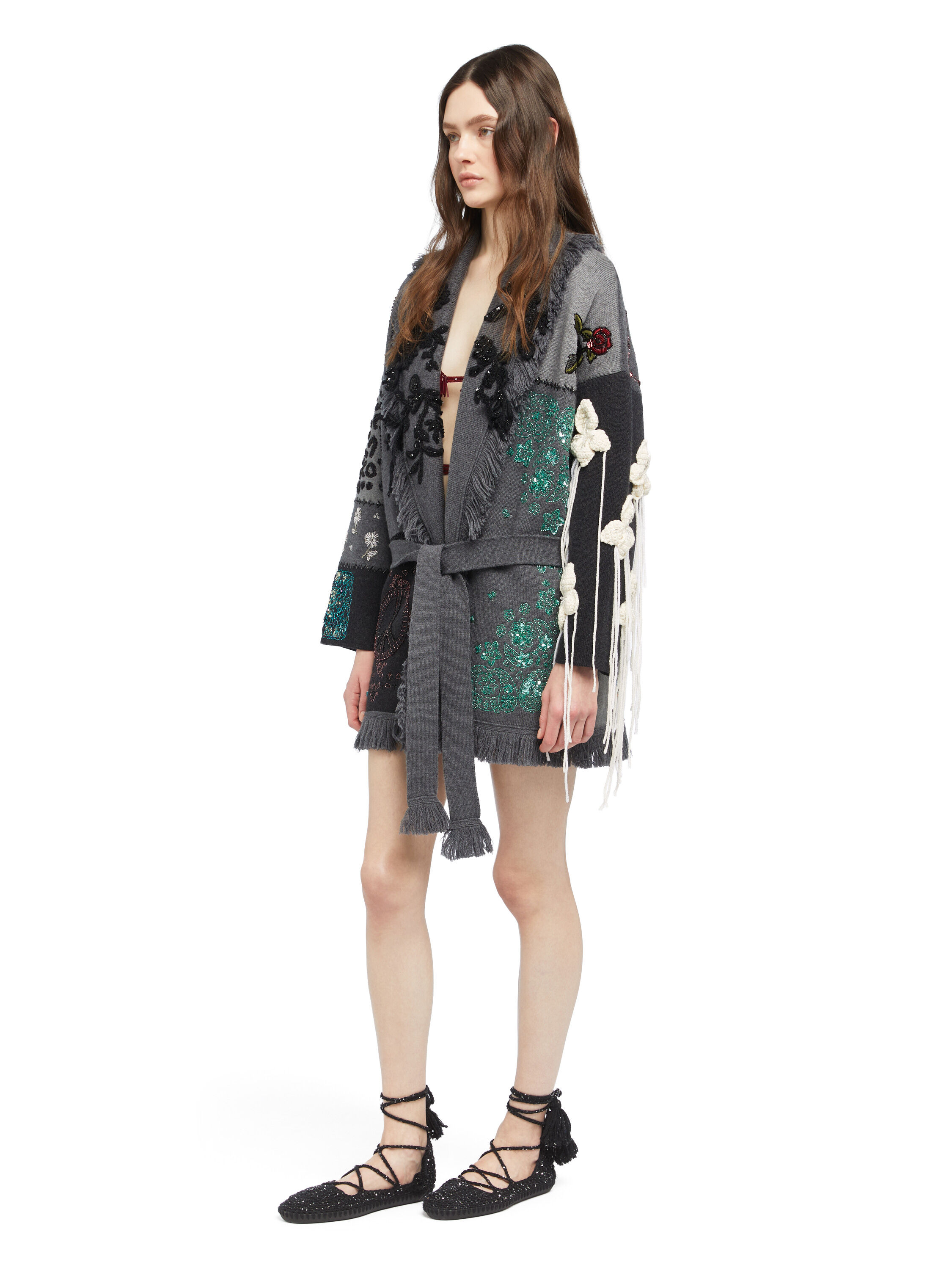 Alanui Midnight In Manhattan Cardigan Charcoal LWHB064E25KNI007