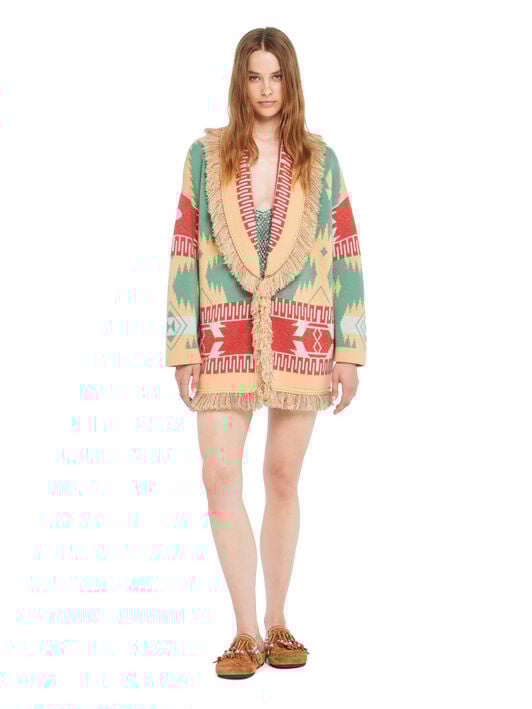 Alanui Icon Jacquard Cardigan Parrot-Peach LWHB064R26KNI028