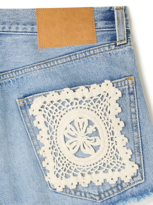 Alanui Island’S Diary Denim Shorts Light Wash Denim LWYC009R26DEN003 Alanui Island’S Diary Denim Shorts Light Wash Denim LWYC009R26DEN003