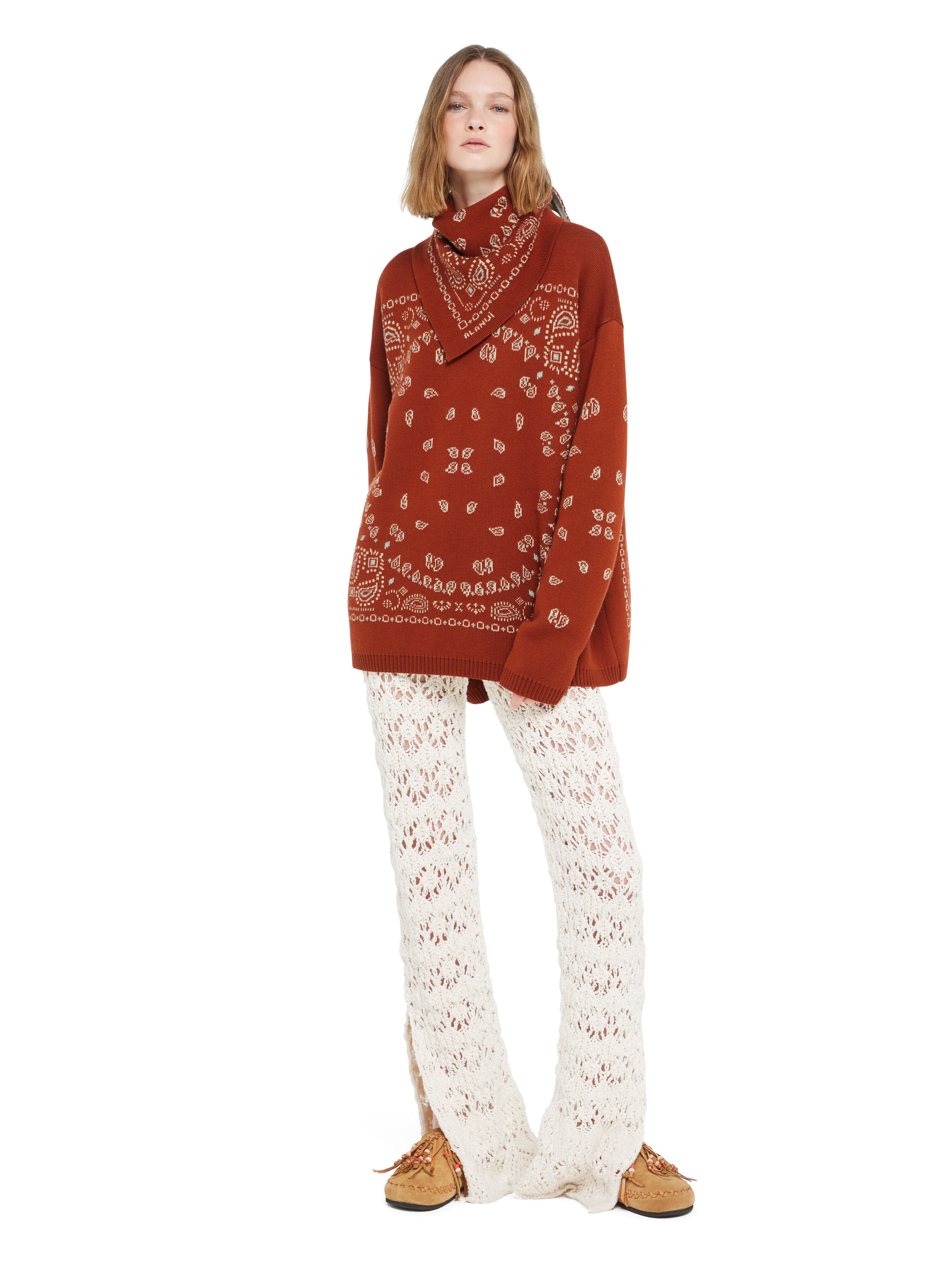 Bandana Jacquard Sweater in Harissa-New Sage for Women | Alanui®