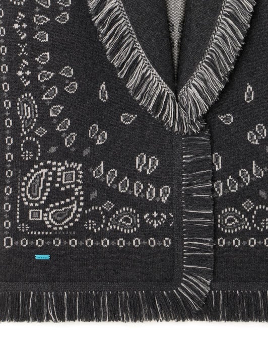 Alanui Bandana Jacquard Cardigan Charcoal-Multicolor LWHB064E25KNI001 Alanui Bandana Jacquard Cardigan Charcoal-Multicolor LWHB064E25KNI001