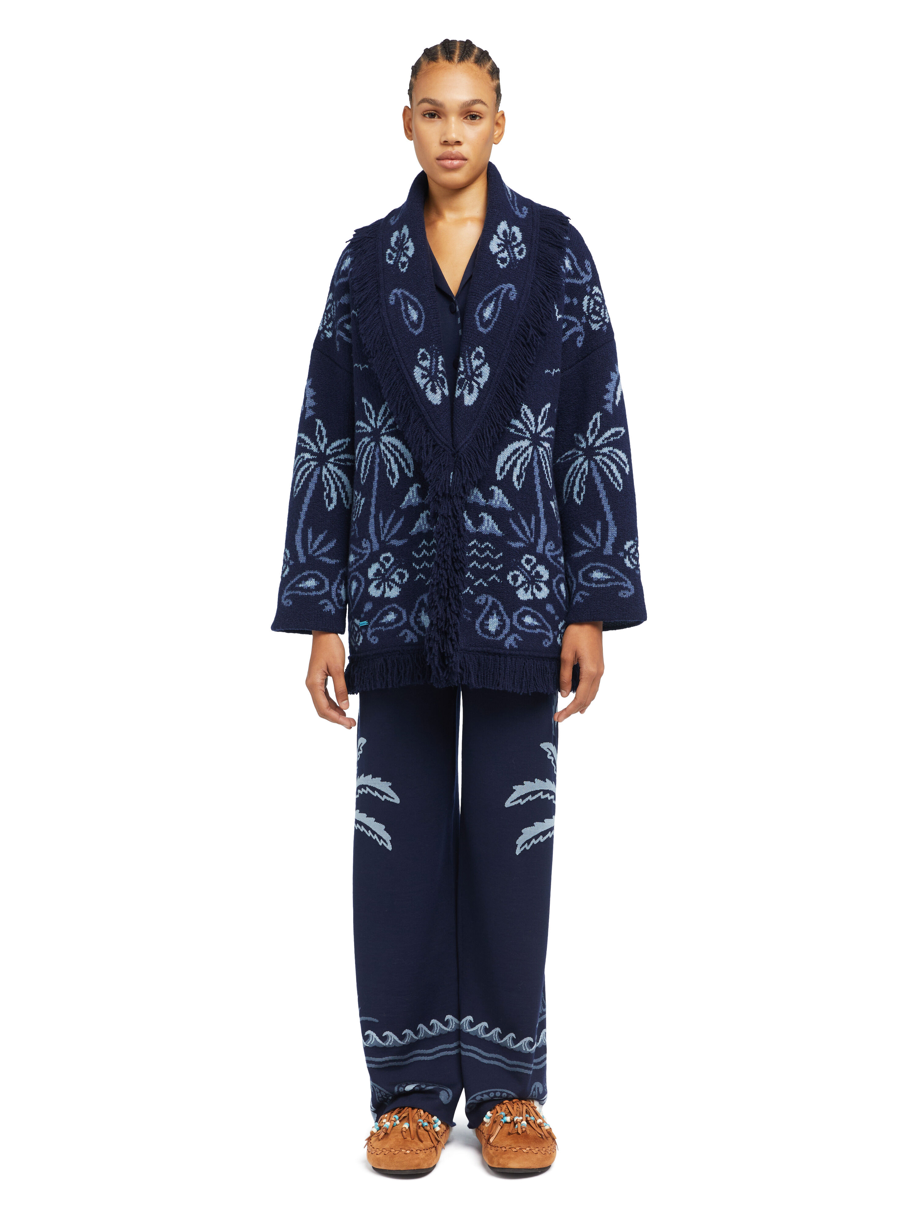 Alanui Glimpse Of Eden Cardigan Midnight-Denim LWHB064E25KNI00C