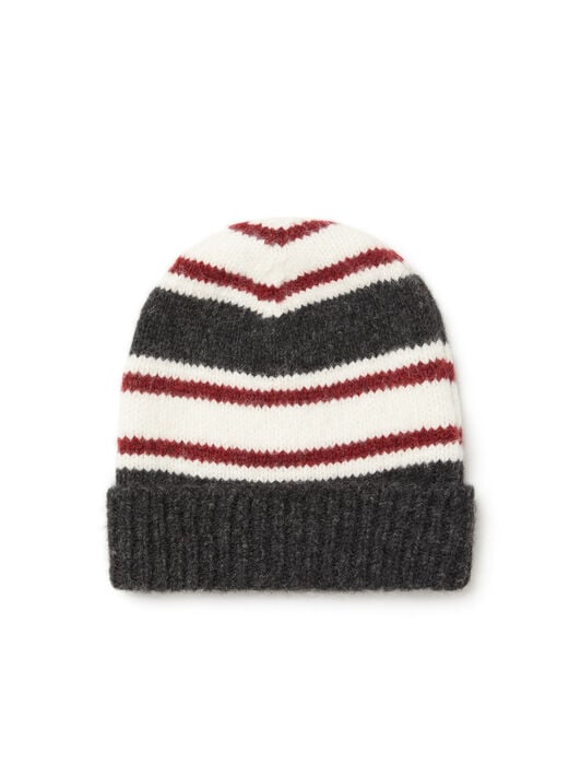 Alanui Grunge Stripes Beanie Charcoal-Ruby LWLC012E25KNI001