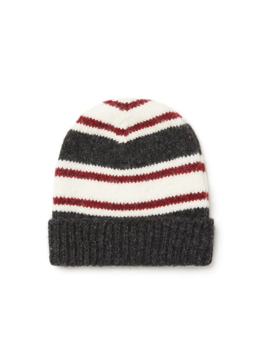 Alanui Grunge Stripes Beanie Charcoal-Ruby LWLC012E25KNI001 Alanui Grunge Stripes Beanie Charcoal-Ruby LWLC012E25KNI001