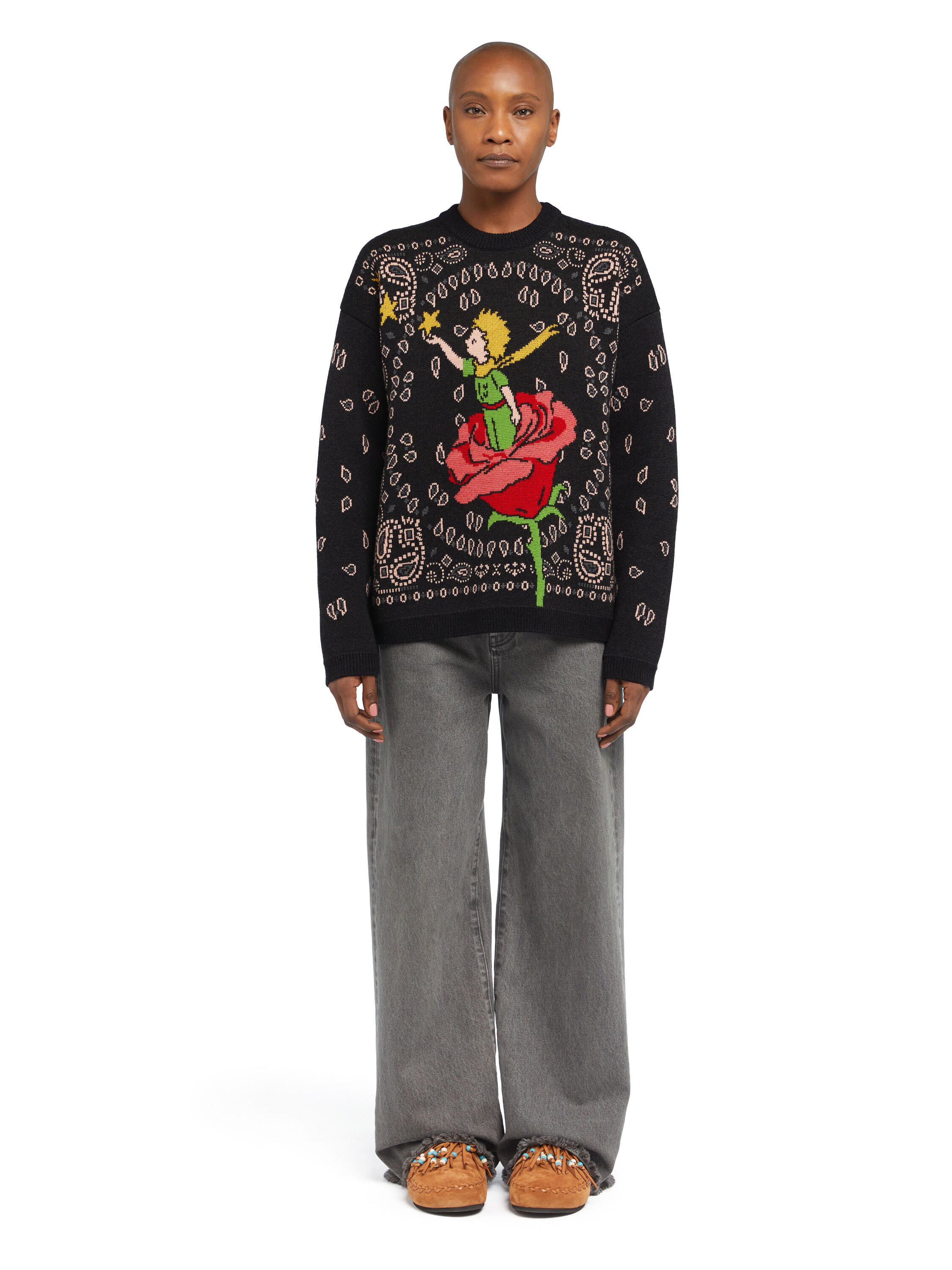 Alanui Collab The Little Prince Sweater Charcoal LWHE07DE25KNI001