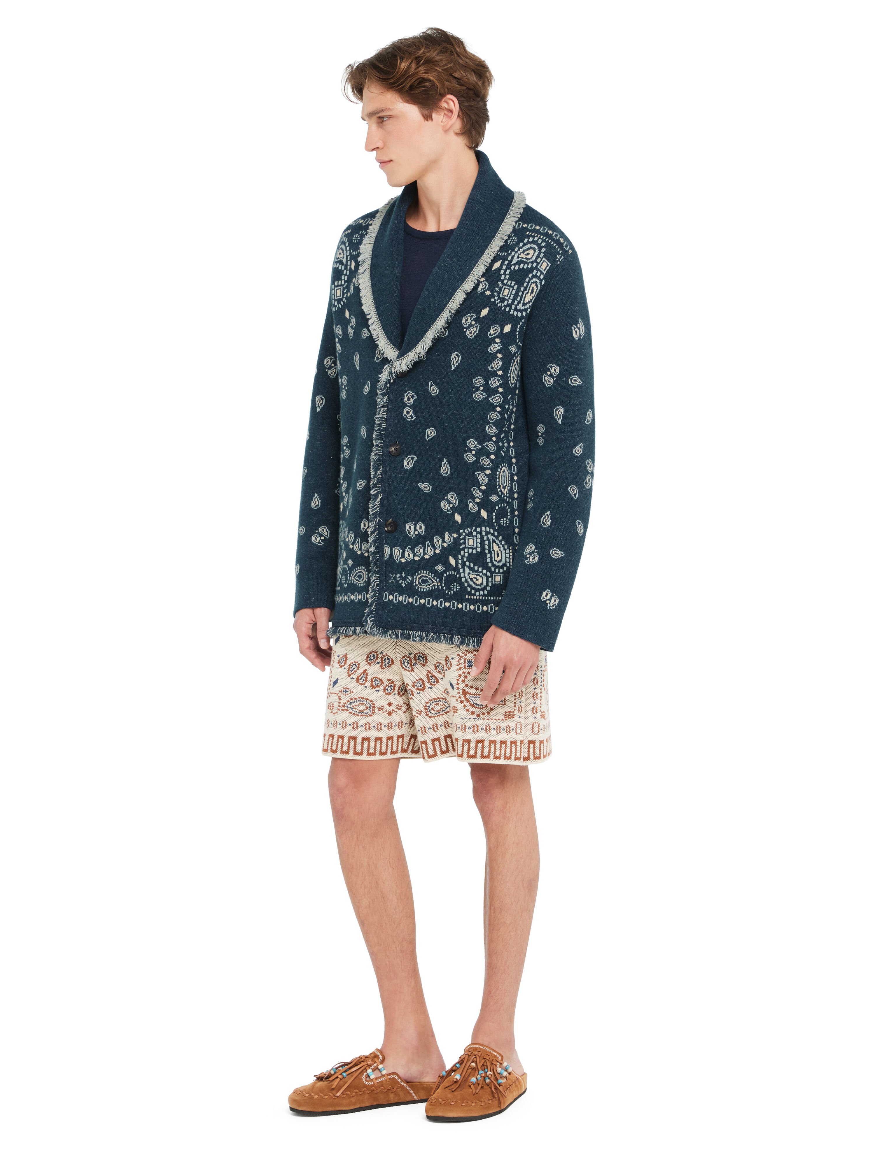 Alanui Bandana Jacquard Cardigan Arbour-Light Blue LMHB039R26KNI008