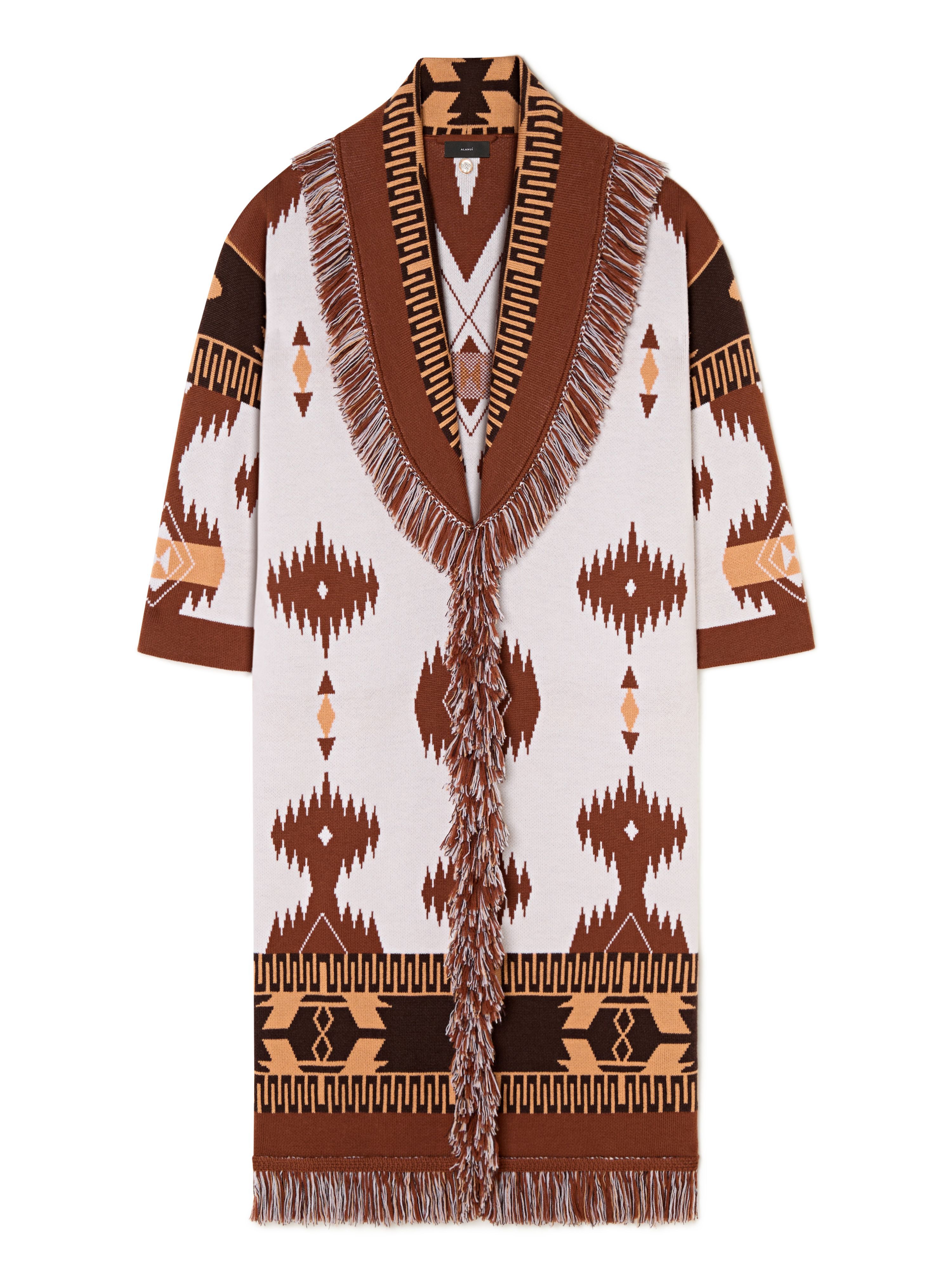 Alanui Icon Jacquard Coat Chalk-Pecan LWHQ003R25KNI001