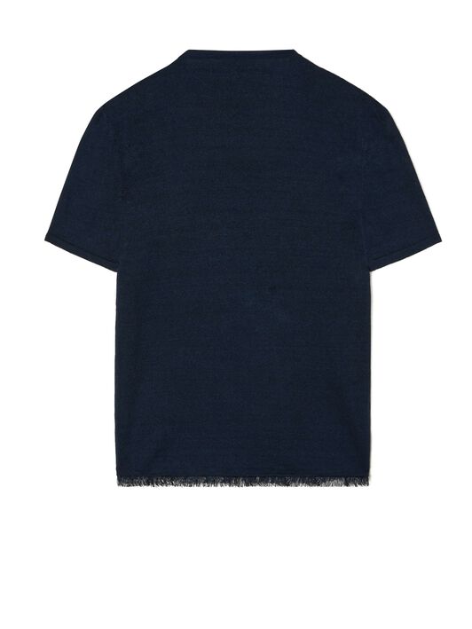Alanui Linen Knit T-Shirt Navy Blue LMHA043S23FAB001