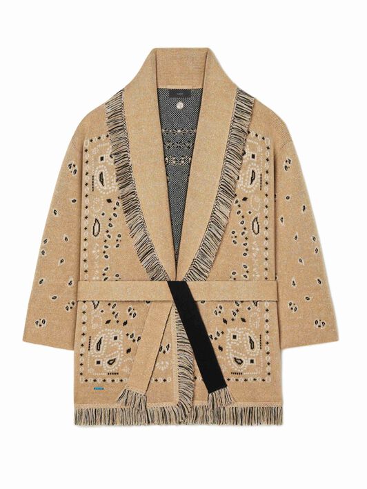 Alanui Bandana Jacquard Cardigan Honeycomb-Multicolor LWHB064S23KNI007