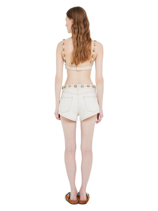 Alanui Ocean Dream Denim Bra White Raw Denim LWYP001R25DEN001