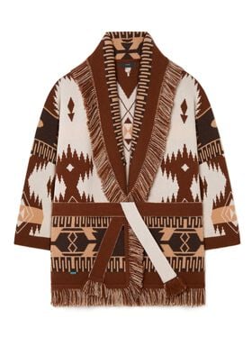 Alanui Icon Jacquard Cardigan Chalk-Pecan