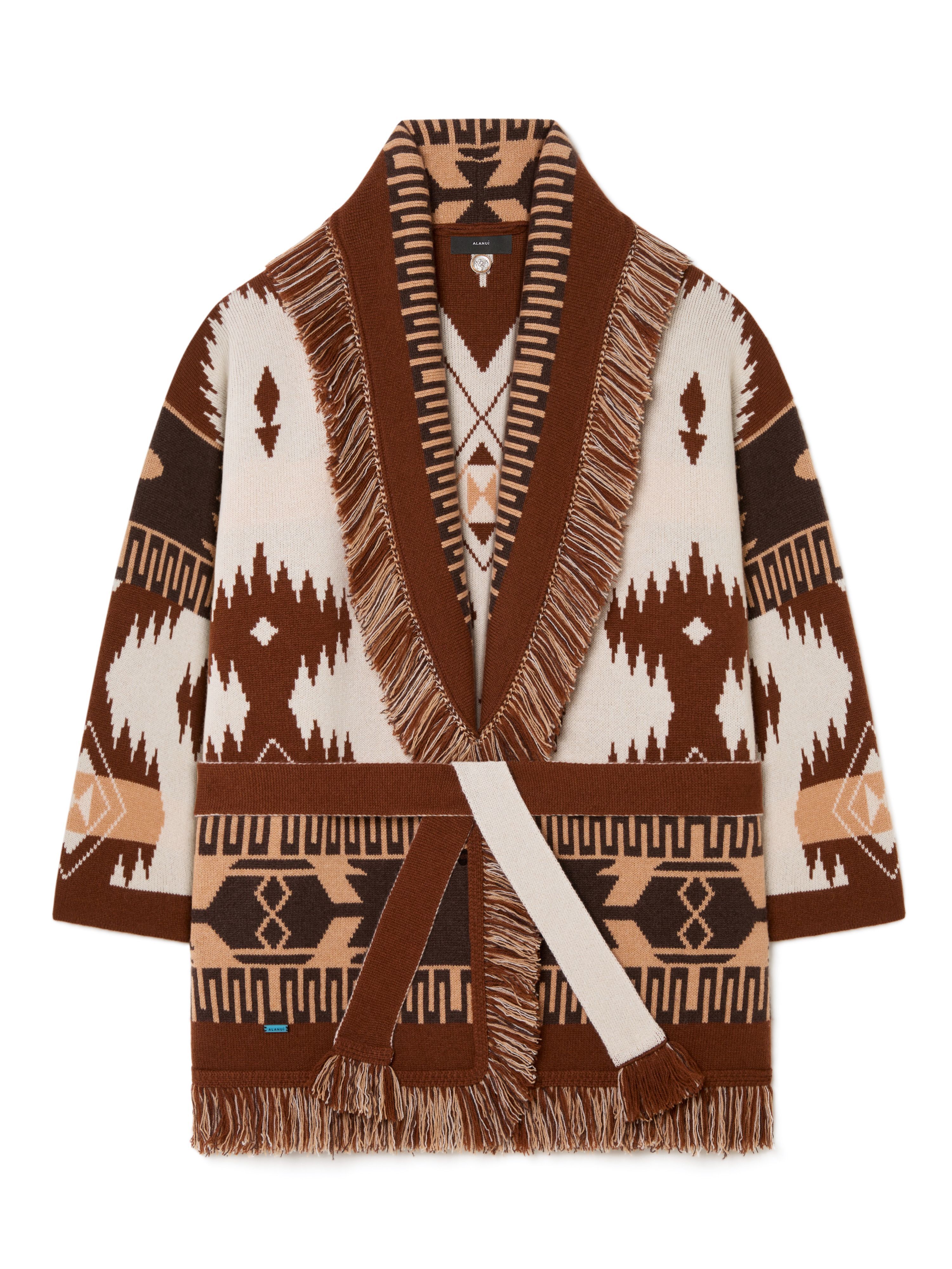 Alanui Icon Jacquard Cardigan Chalk-Pecan LWHB064R25KNI004