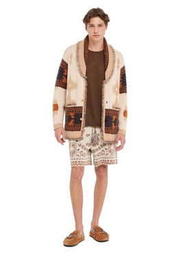 Alanui Icon Jacquard Cardigan Chalk-Cococa Delight