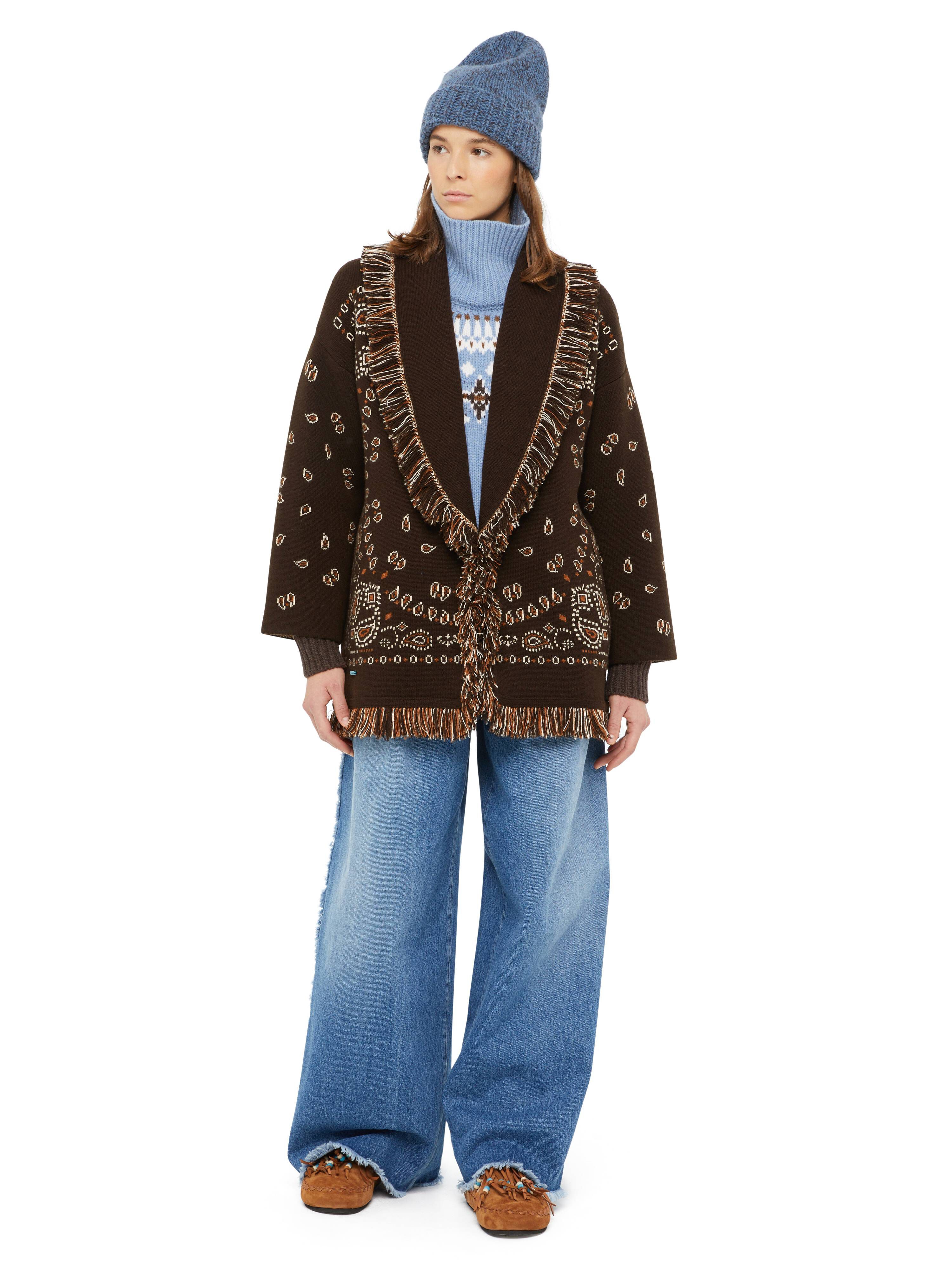 Alanui Bandana Jacquard Cardigan Coffee-Multicolor LWHB064E24KNI002